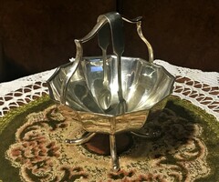 Antique, marked, silver-plated, special sugar offering, sugar cube serving, marked with antique sugar tongs
