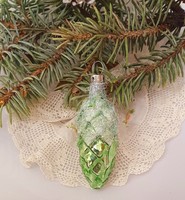 Üveg karácsonyfadísz zöld havas toboz