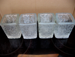 Jégüveg gyertyatartó, mécsestartó kocka készlet 4 db-os