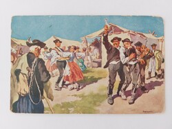Old postcard art postcard by Hortobágy benyovszky after the fair