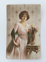 Régi képeslap 1915 fotó levelezőlap hölgy