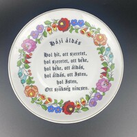 Kalocsai porcelán falitányér - Házi áldás
