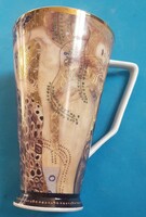 Limoges porcelán pohár , kiöntő , Gustav Klimt mintával akt