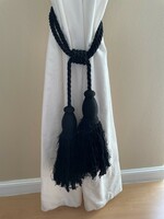 Large elegant black curtain tie tassels in pairs