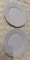 Zsolnay, 2db fehér lapos, porcelán tányér