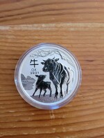 Silver lunar iii 2021 ox color silver coin. 1 oz