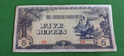 Japanese occupation 5 rupees