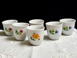 6 db nagyon szép többféle virág mintás Iris Cluj porcelán italos készlet, pálinkás pohár