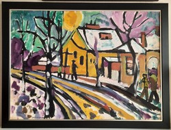 Németh Miklós: "Téli utca" 1960, festmény