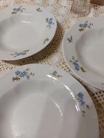 Zsolnay kék barackvirágos porcelán tányérok, 3db mély tányér
