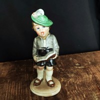 Antik W&A Bertram német porcelán éneklő kisfiú jelzett