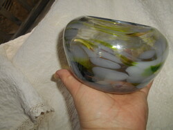 Antique heavy glass centerpiece - glass bowl with bay