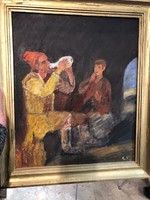 XX. századi magyar művész, olaj, karton festmény, 30 x 20 cm-es nagyságú.