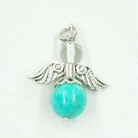 Amazonite - rock crystal angel pendant