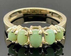 Green terra opal gemstone 9 carat gold ring ceramic ring 375-- size 56