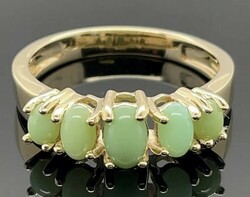 • Zöld terra opal drágaköves 9 karátos arany gyűrű 375 Au,56 os  méretű