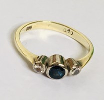 Briliáns Kék Zafir Gyűrű Fehérarany Sárgaarany 50-es