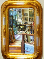 Square, gilded Biedermeier wall mirror