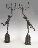 Giambologna után - Merkúr és Fortuna (Hermész és Tükhé) kandeláber párban - KIÁRUSÍTÁS!