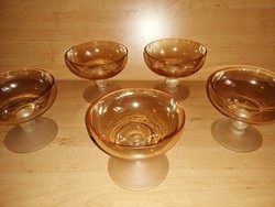 Set of 5 iridescent glass glasses with sandblasted bases (11/k)