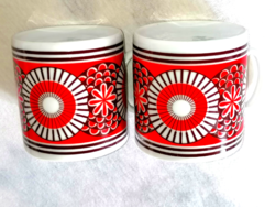 Pair of retro, cocoa and tea mugs