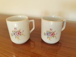 Old Zsolnay porcelain mug with flowers, 2 old tea cups