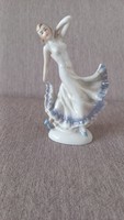 Foreign Ny-német porcelán táncosnő figura, jelzett,hibátlan, irizáló a ruhája, 15,5 cm magas