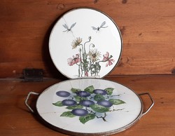 2 pieces of old earthenware tray, dish coaster