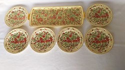 Zsolnay Prémium kézzel festett Virágos szendvicses / süteményes készlet