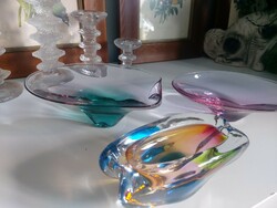 4 db csodaszép színes üvegművészeti darab üveg kristály cseh skandináv