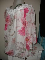 Italy white silk blouse with scattered flowers