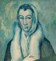Cézanne - Nő hermelinnel El Greco után - vakrámás vászon reprint
