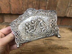 Antique Art Nouveau silver napkin holder