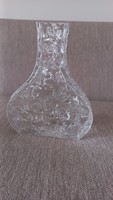 Vintage(1970) ice glass vase, structured, handmade, flawless, weight: 800 gr.