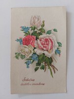 Régi virágos képeslap levelezőlap rózsa nefelejcs