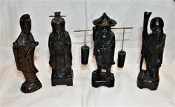 4 Pieces of Chinese wood carved figurine