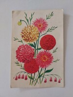 Old floral postcard 1962 postcard aster