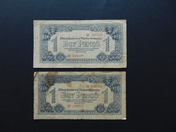 2 Pieces vh. 1 Pengő 1944 lot !!! Banknotes with serial numbers !!!