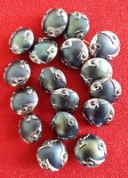17 antique dark blue metal buttons