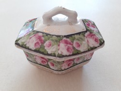 Old porcelain box with rosy mini box vintage holder