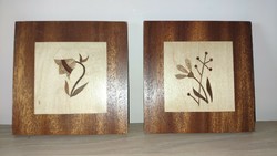 Veb möbelwerke naumburg wood marquetry pictures in pairs