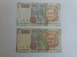 Italian 1000 Lira 1990. 2 Pcs