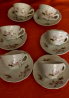 Zsolnay  6 személyes  mokkás  csészék  lila barack  virágos