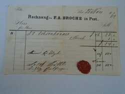 ZA426.7 Régi irat -Számla -Rechnung F.A. BROCHE in Pest  1863 - Josef Pöltl - viaszpecsét