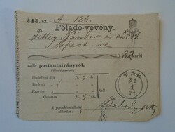 Za431.3 Consignment receipt tab 1877 - for Nándor Tettey and Tsa from 82 Krajczar