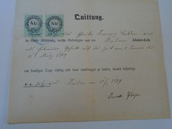 Za427.18 Old document - receipt - quittung - zeiden - black heap - 1879 - 20 frt duty stamps