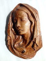 Virgin Mary painted plaster wall ornament
