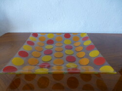 Red-yellow dotted glass serving bowl ii.