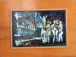 Cs. tibor Uhrin fire enamel picture - group - gallery owner