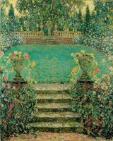 Henri Le Sidaner - A kert lépcsői - vakrámás vászon reprint
